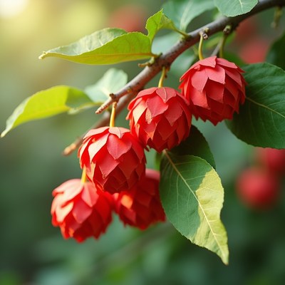 Red Rambutan Fruits on Branch