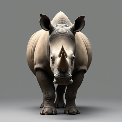 White Rhino Facing Forward