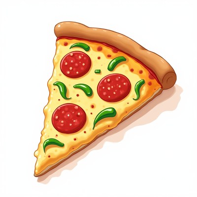 Pizza Slice with Pepperoni and Peppers