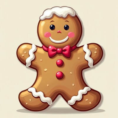 Smiling Gingerbread Man Illustration