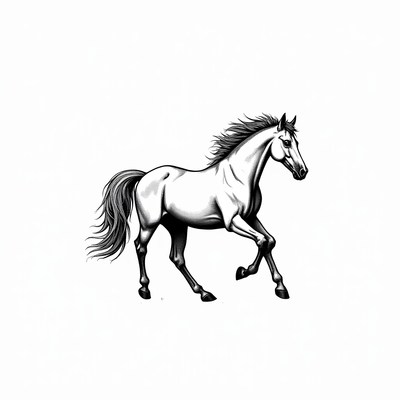 Galloping white horse illustration
