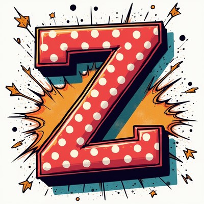 Polka Dot Z Letter with Explosion