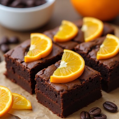 Chocolate Brownies with Orange Slices