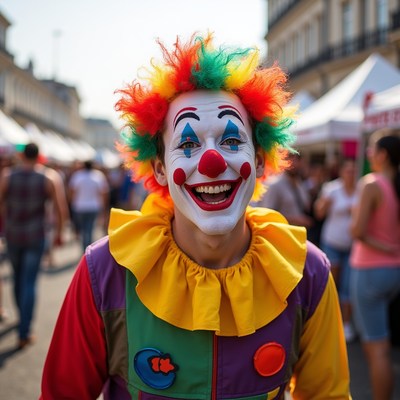 Smiling Clown in Street Festival