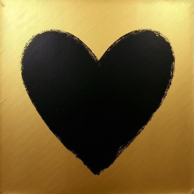 Black Heart on Gold Background