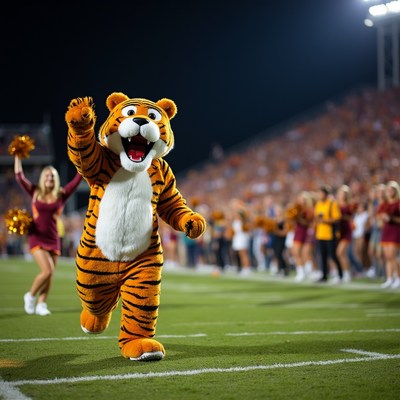 Auburn Tigers Mascot Cheering on Field