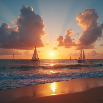 Sailboats at Sunset Beach