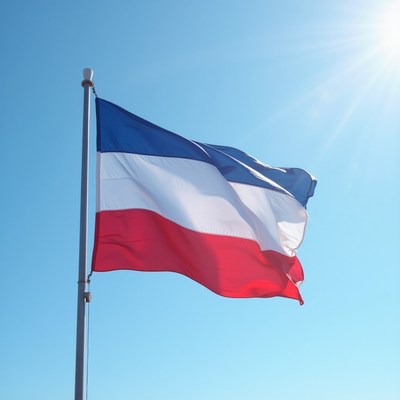 Slovenian Flag Waving in Sunlight