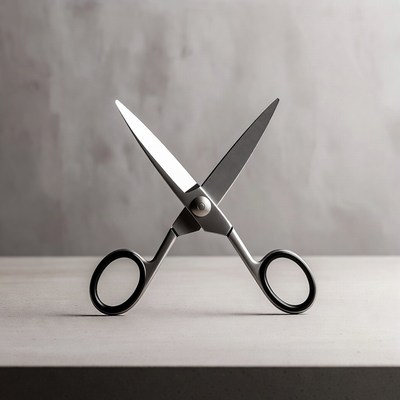 Open Scissors on Gray Surface