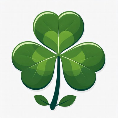 Shiny Green Four-Leaf Clover Illustration