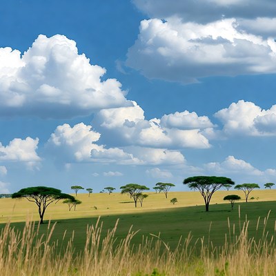 Acacia Trees on African Savanna