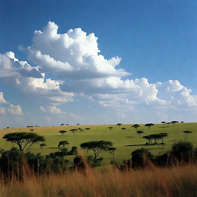 Acacia Trees on African Savanna