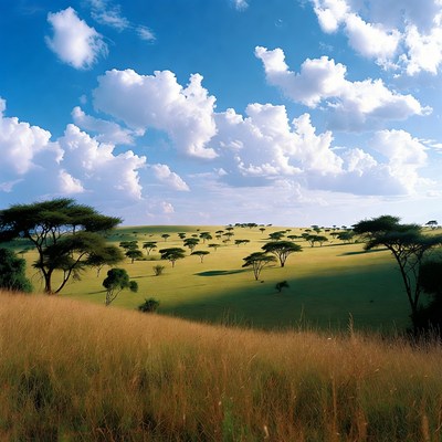 Acacia Trees on African Savanna