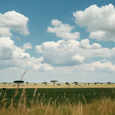 Acacia Trees in African Savanna