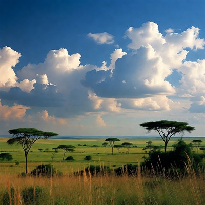 African Savanna with Acacia Trees