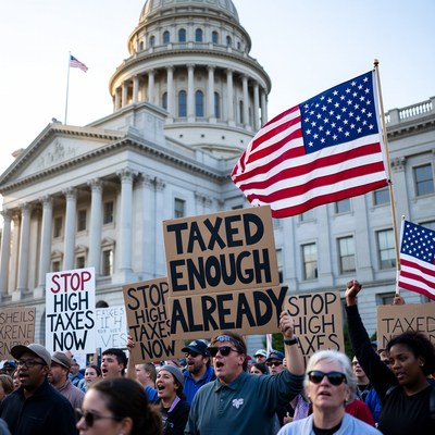 Crowd protesting taxes at capitol