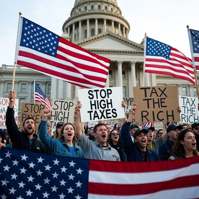 Crowd Protesting High Taxes at Capitol