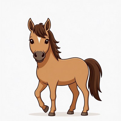 Cute cartoon brown foal