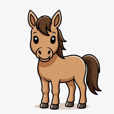Cute cartoon brown foal