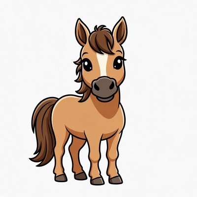 Cute cartoon brown foal