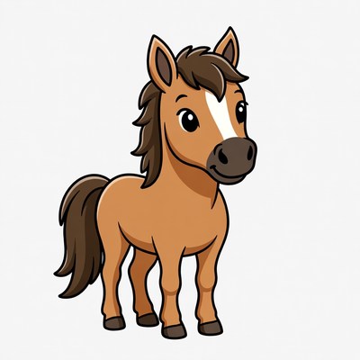 Cute cartoon baby horse