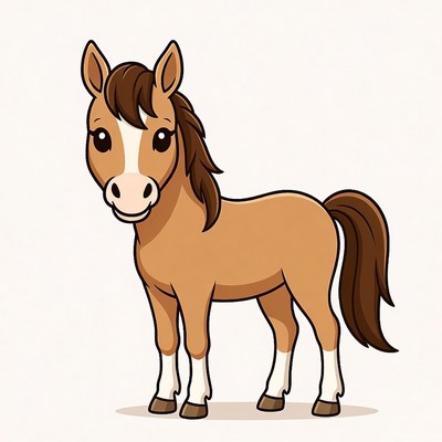 Cute brown foal illustration