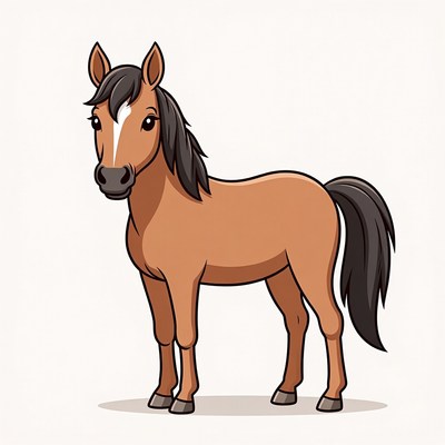 Cute brown horse illustration