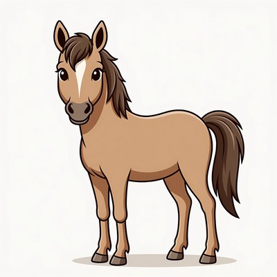 Cute brown foal illustration
