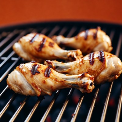 Grilled Chicken Drumsticks on BBQ Grill