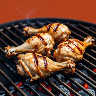 Grilled Chicken Drumsticks on BBQ Grill
