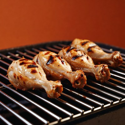Grilled Chicken Drumsticks on BBQ Grill