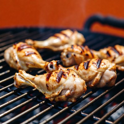 Grilled Chicken Drumsticks on BBQ Grill