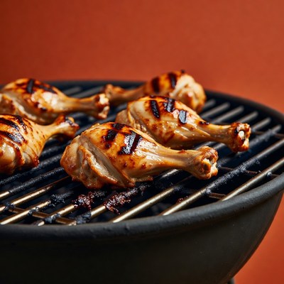 Grilled Chicken Drumsticks on BBQ Grill