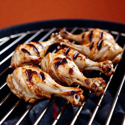 Grilled Chicken Drumsticks on BBQ Grill