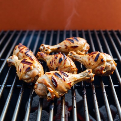 Grilled Chicken Drumsticks on BBQ Grill