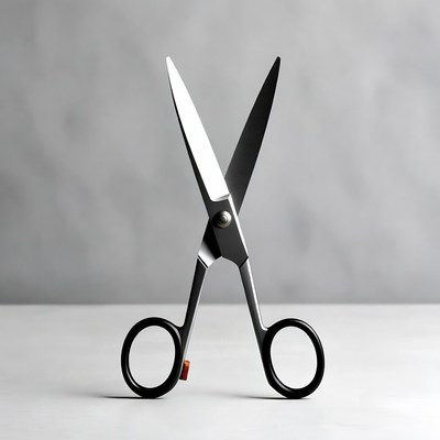 Silver Scissors on White Background