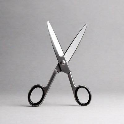 Silver Scissors on Gray Background