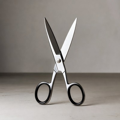 Silver Scissors on Gray Background