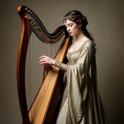 Woman playing harp