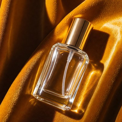 Clear Perfume Spray Bottle on Velvet