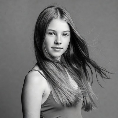 Teen girl with flowing hair portrait