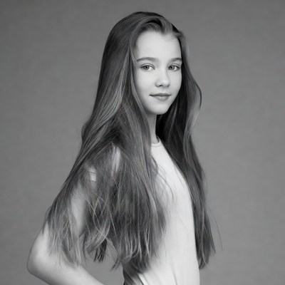 Teen girl with long hair portrait
