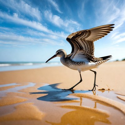 Whimbrel bird on beach