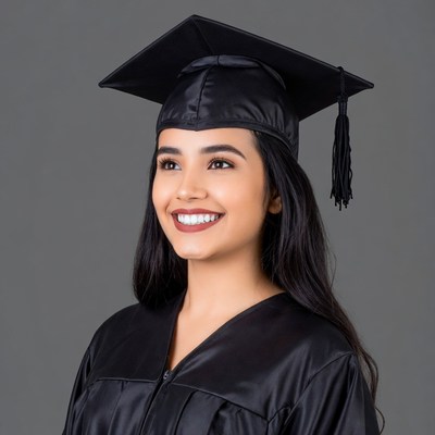 Latina woman in graduation gown