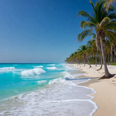 Tropical beach with palm trees