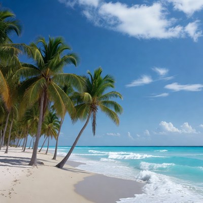 Tropical Beach with Palm Trees