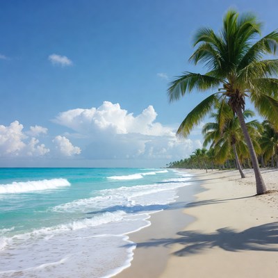 Tropical beach with palm trees