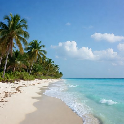 Tropical beach with palm trees