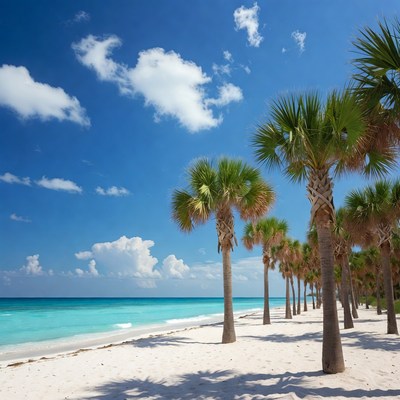 Palm Trees on Tropical Beach
