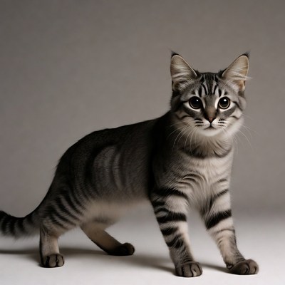 Gray tabby kitten standing